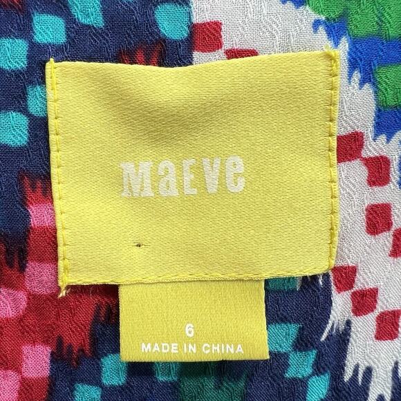 Maeve Anthropologie Womens Topoxte Geometric Drop Waist Boho Tunic Blouse Size 6 - Picture 9 of 13